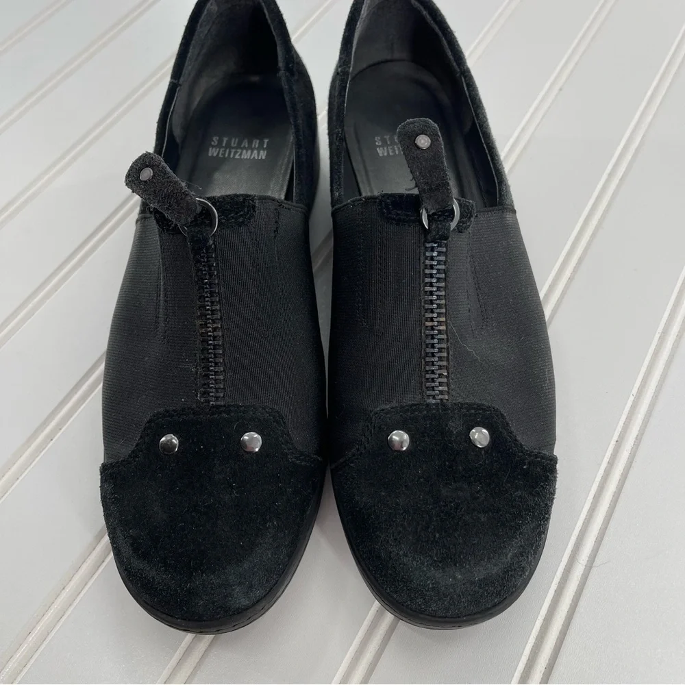 STUART WEITZMAN BLACK GOFORTH SUEDE WEDGE SLIP-ON SIZE 7